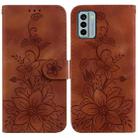 For Nokia G22 Lily Embossed Leather Phone Case(Brown) - 1