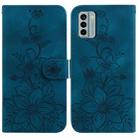 For Nokia G22 Lily Embossed Leather Phone Case(Dark Blue) - 1