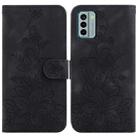 For Nokia G22 Lily Embossed Leather Phone Case(Black) - 1