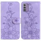 For Nokia G42 Lily Embossed Leather Phone Case(Purple) - 1