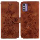 For Nokia G42 Lily Embossed Leather Phone Case(Brown) - 1