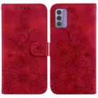 For Nokia G42 Lily Embossed Leather Phone Case(Red) - 1