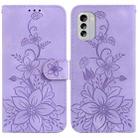 For Nokia G60 Lily Embossed Leather Phone Case(Purple) - 1