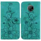 For Nokia G300 Lily Embossed Leather Phone Case(Green) - 1