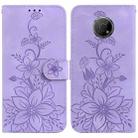 For Nokia G300 Lily Embossed Leather Phone Case(Purple) - 1