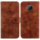 For Nokia G300 Lily Embossed Leather Phone Case(Brown) - 1