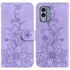For Nokia X30 Lily Embossed Leather Phone Case(Purple) - 1