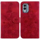 For Nokia X30 Lily Embossed Leather Phone Case(Red) - 1