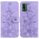 For Nokia XR21 Lily Embossed Leather Phone Case(Purple) - 1