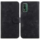 For Nokia XR21 Lily Embossed Leather Phone Case(Black) - 1