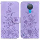 For Nokia 1.4 Lily Embossed Leather Phone Case(Purple) - 1