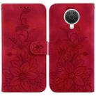For Nokia G10 / G20 Lily Embossed Leather Phone Case(Red) - 1