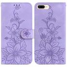 For iPhone 8 Plus / 7 Plus Lily Embossed Leather Phone Case(Purple) - 1