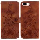 For iPhone 8 Plus / 7 Plus Lily Embossed Leather Phone Case(Brown) - 1