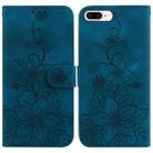 For iPhone 8 Plus / 7 Plus Lily Embossed Leather Phone Case(Dark Blue) - 1