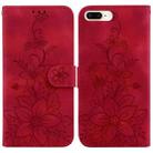 For iPhone 8 Plus / 7 Plus Lily Embossed Leather Phone Case(Red) - 1