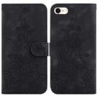 For iPhone SE 2022 / SE 2020 / 8 Lily Embossed Leather Phone Case(Black) - 1