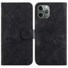 For iPhone 11 Pro Lily Embossed Leather Phone Case(Black) - 1