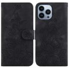 For iPhone 13 Pro Lily Embossed Leather Phone Case(Black) - 1