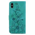 For iPhone XS / X Lily Embossed Leather Phone Case(Green) - 3
