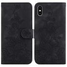 For iPhone XS / X Lily Embossed Leather Phone Case(Black) - 1