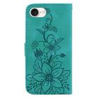 For iPhone SE 2024 Lily Embossed Leather Phone Case(Green) - 3
