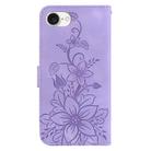 For iPhone SE 2024 Lily Embossed Leather Phone Case(Purple) - 3