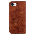 For iPhone SE 2024 Lily Embossed Leather Phone Case(Brown) - 3