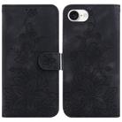 For iPhone SE 2024 Lily Embossed Leather Phone Case(Black) - 1