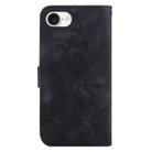 For iPhone SE 2024 Lily Embossed Leather Phone Case(Black) - 3