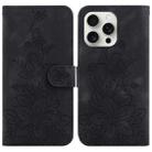 For iPhone 16 Pro Max Lily Embossed Leather Phone Case(Black) - 1