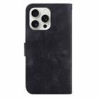 For iPhone 16 Pro Max Lily Embossed Leather Phone Case(Black) - 3