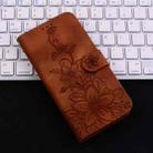 For iPhone 16 Pro Lily Embossed Leather Phone Case(Brown) - 2