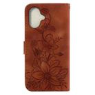 For iPhone 16 Plus Lily Embossed Leather Phone Case(Brown) - 3