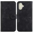 For iPhone 16 Plus Lily Embossed Leather Phone Case(Black) - 1