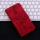 For iPhone 16 Lily Embossed Leather Phone Case(Red) - 2