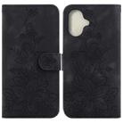 For iPhone 16 Lily Embossed Leather Phone Case(Black) - 1