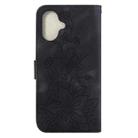 For iPhone 16 Lily Embossed Leather Phone Case(Black) - 3