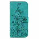 For iPhone 17 Lily Embossed Leather Phone Case(Green) - 3