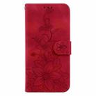 For iPhone 17 Lily Embossed Leather Phone Case(Red) - 3