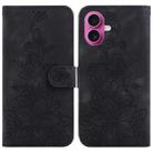 For iPhone 17 Lily Embossed Leather Phone Case(Black) - 1