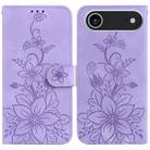 For iPhone 17 Air Lily Embossed Leather Phone Case(Purple) - 1