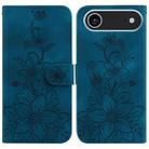 For iPhone 17 Air Lily Embossed Leather Phone Case(Dark Blue) - 1
