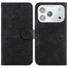 For iPhone 17 Pro Lily Embossed Leather Phone Case(Black) - 1
