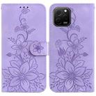 For Huawei nova Y61 / Enjoy 50z Lily Embossed Leather Phone Case(Purple) - 1