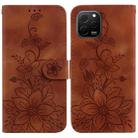 For Huawei nova Y61 / Enjoy 50z Lily Embossed Leather Phone Case(Brown) - 1