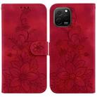 For Huawei nova Y61 / Enjoy 50z Lily Embossed Leather Phone Case(Red) - 1