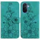 For Huawei nova Y70 Plus Lily Embossed Leather Phone Case(Green) - 1