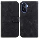 For Huawei nova Y70 Plus Lily Embossed Leather Phone Case(Black) - 1