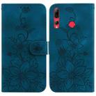 For Huawei P Smart Z Lily Embossed Leather Phone Case(Dark Blue) - 1